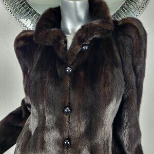 CAPRICCIO~SZ S~VINTAGE RANCH BROWN MAHOGANY GENUINE REAL MINK FUR COAT JACKET